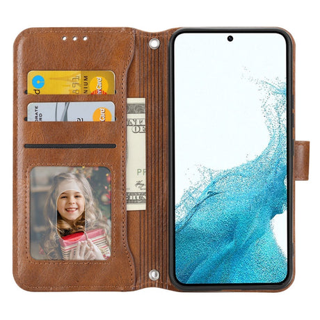 Samsung Galaxy A25 (5G) Læder Flip Cover m. Lynlåslomme & Strop - Brun