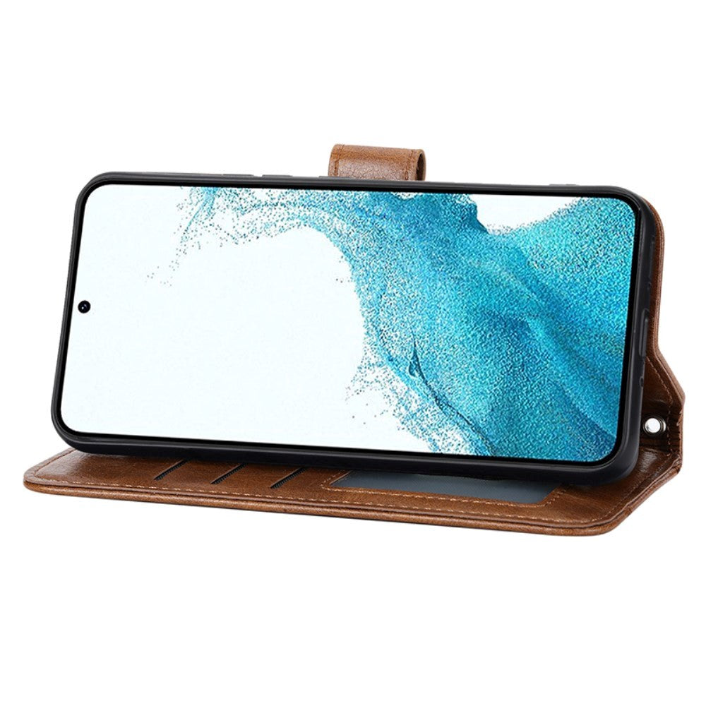 Samsung Galaxy A25 (5G) Læder Flip Cover m. Lynlåslomme & Strop - Brun