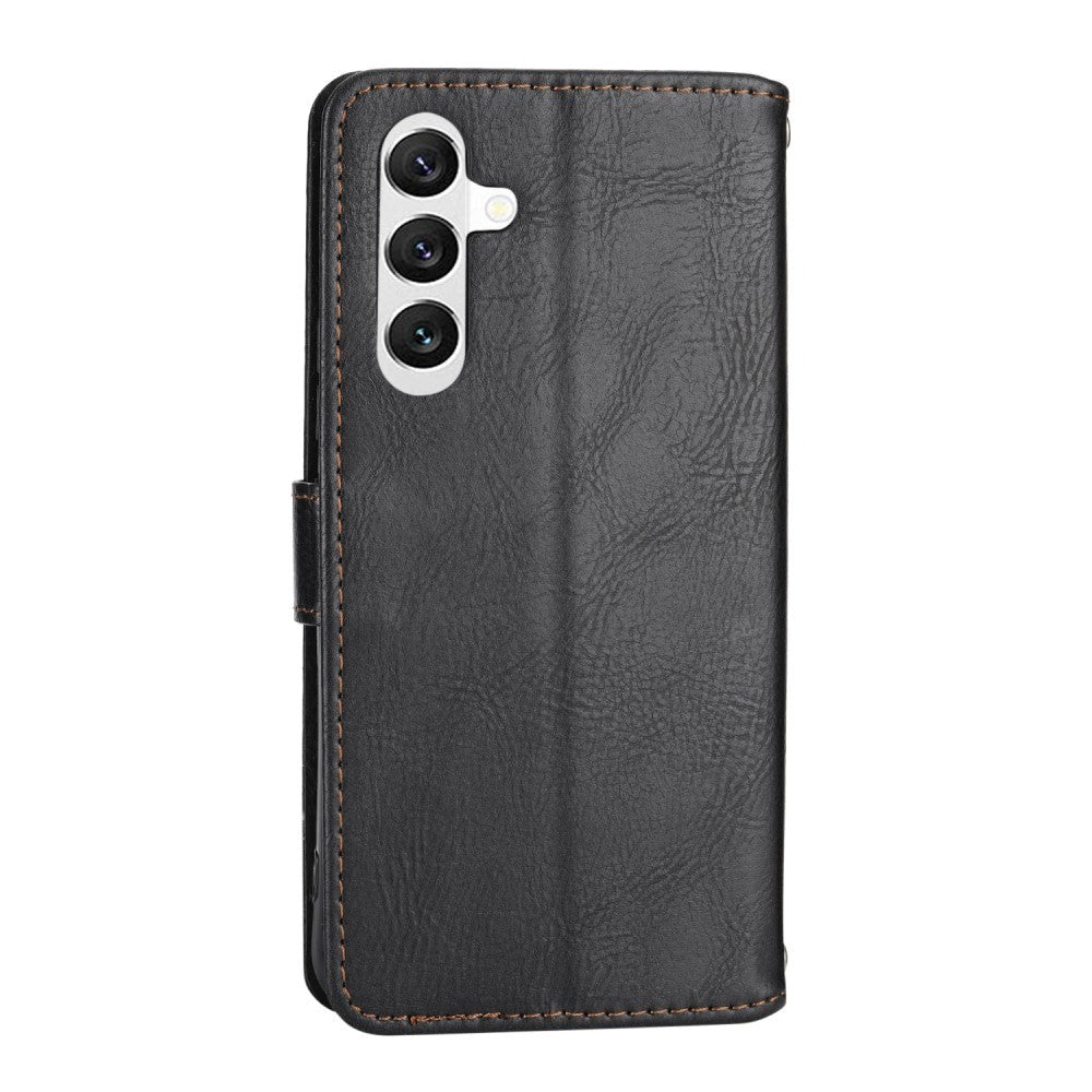 Samsung Galaxy A25 (5G) Læder Flip Cover m. Lynlåslomme & Strop - Sort