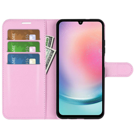 Samsung Galaxy A25 (5G) Litchi Læder Flip Cover m. Pung - Pink