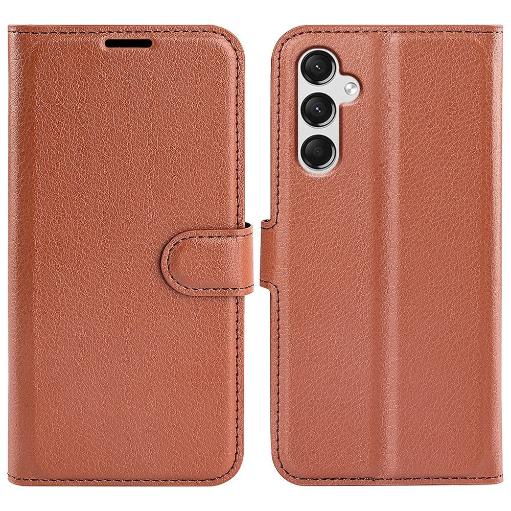 Samsung Galaxy A25 (5G) Litchi Læder Flip Cover m. Pung - Brun