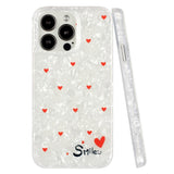 iPhone 15 Pro Fleksibelt Plastik Bagside Cover m. Motiv - Smile m. Røde Hjerter