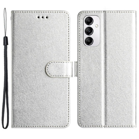 Samsung Galaxy A15 (5G) / A15 Læder Flip Cover m. Pung og Strop - Sølv