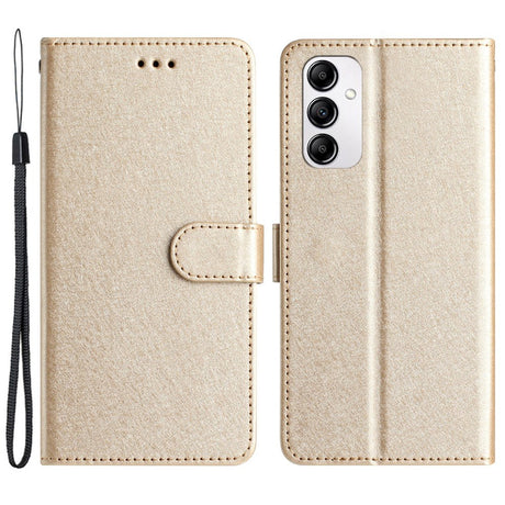 Samsung Galaxy A15 (5G) / A15 Læder Flip Cover m. Pung og Strop - Guld