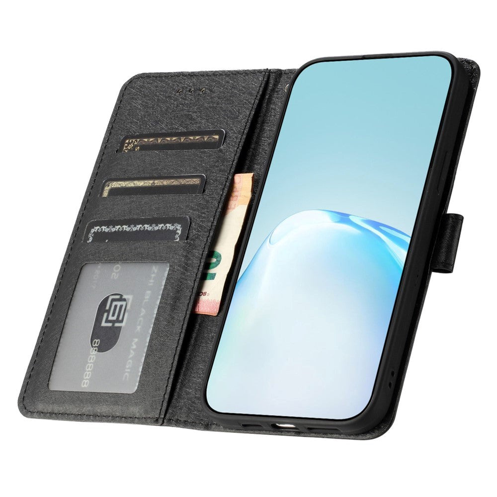 Samsung Galaxy A15 (5G) / A15 Læder Flip Cover m. Pung og Strop - Sort