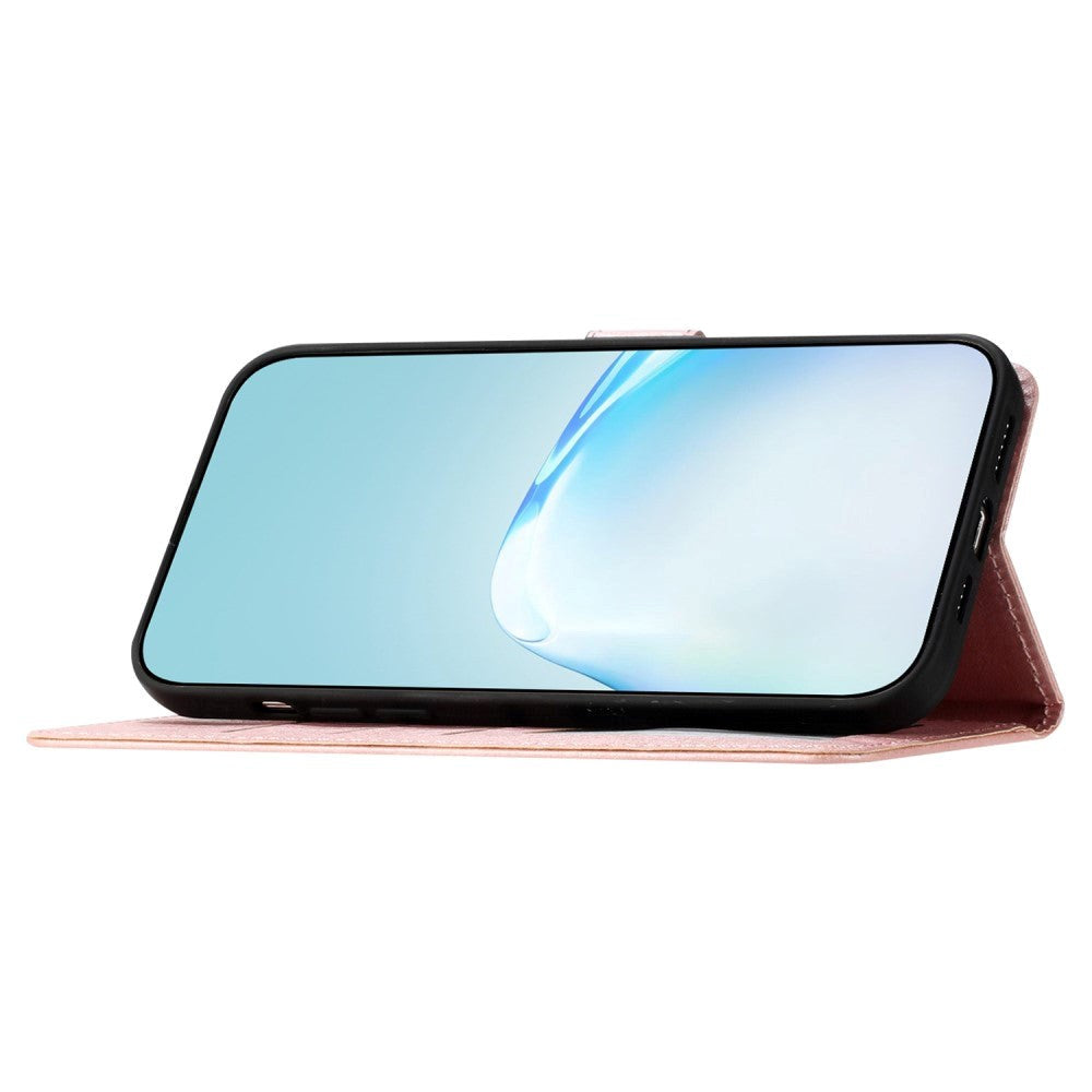 Samsung Galaxy A15 (5G) / A15 Læder Flip Cover m. Pung og Strop - Rose Gold