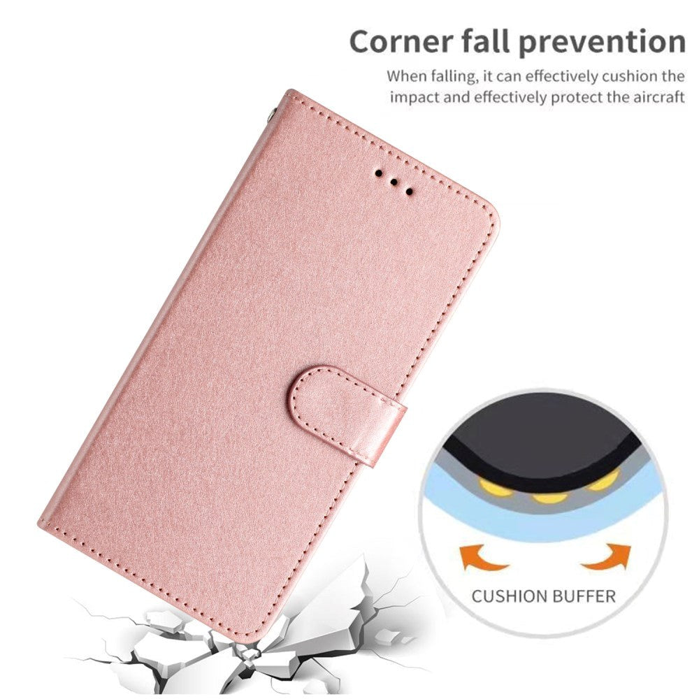 Samsung Galaxy A15 (5G) / A15 Læder Flip Cover m. Pung og Strop - Rose Gold