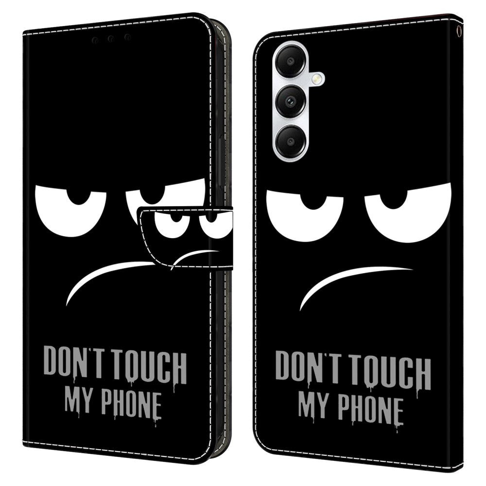 Samsung Galaxy A05s Læder Flip Cover m. Pung & Ståfunktion - "Don't Touch My Phone"