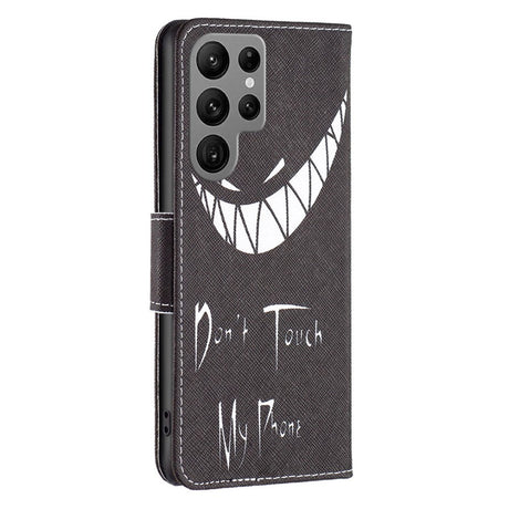 Samsung Galaxy S24 Ultra Læder Flip Cover m. Pung & Ståfunktion - "Dont Touch My phone"