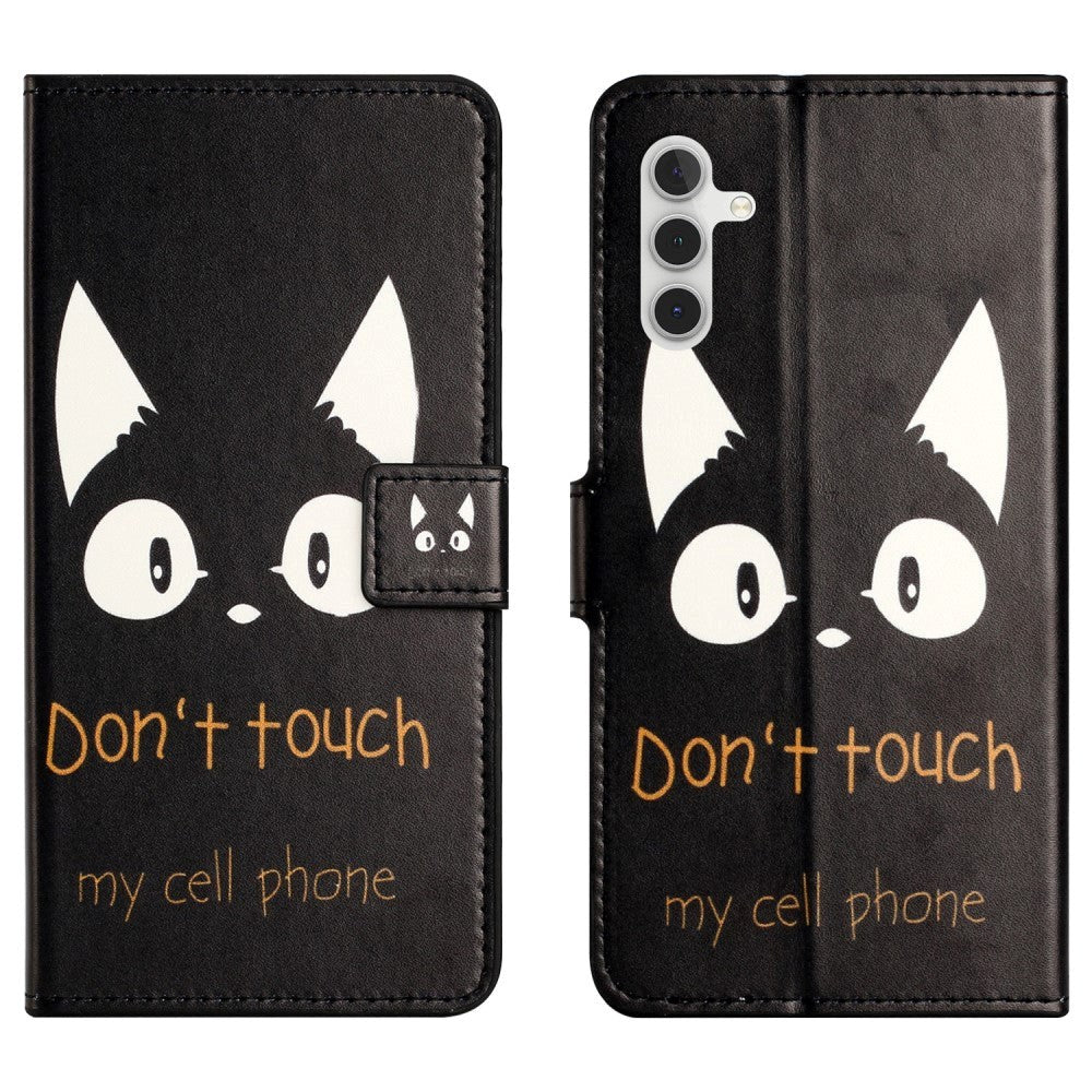 Samsung Galaxy S24 Læder Flip Cover m. Pung & Ståfunktion - "Don't Touch My Cell Phone"