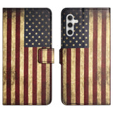 Samsung Galaxy S24 Læder Flip Cover m. Pung & Ståfunktion - Amerikansk Flag