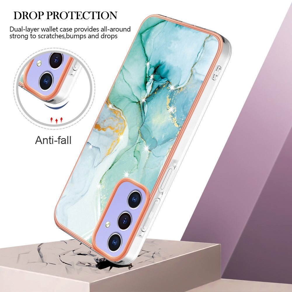 Samsung Galaxy A15 (5G) / A15 Hybrid Plastik Bagside Cover - Grøn Marmor