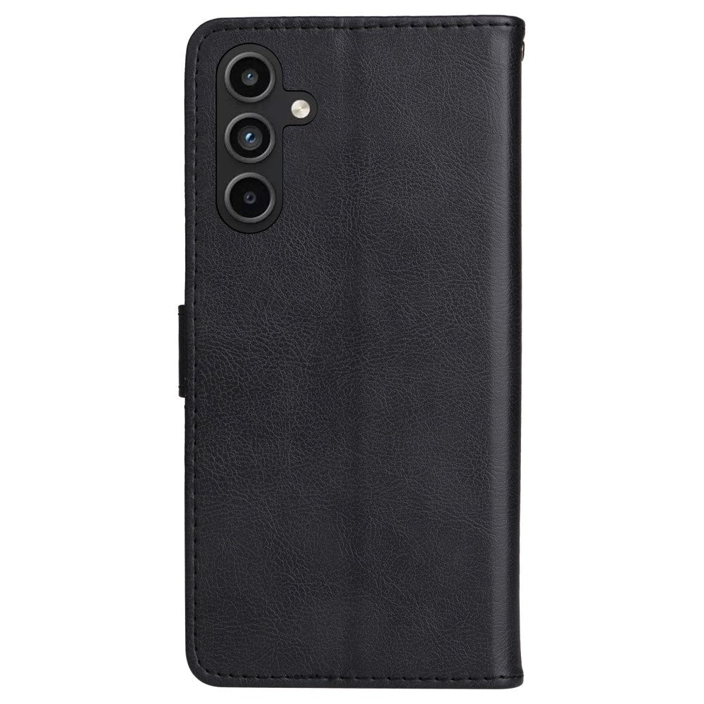 Samsung Galaxy A15 (5G) / A15 PU Læder Flip Cover m. Pung og Strop - Sort