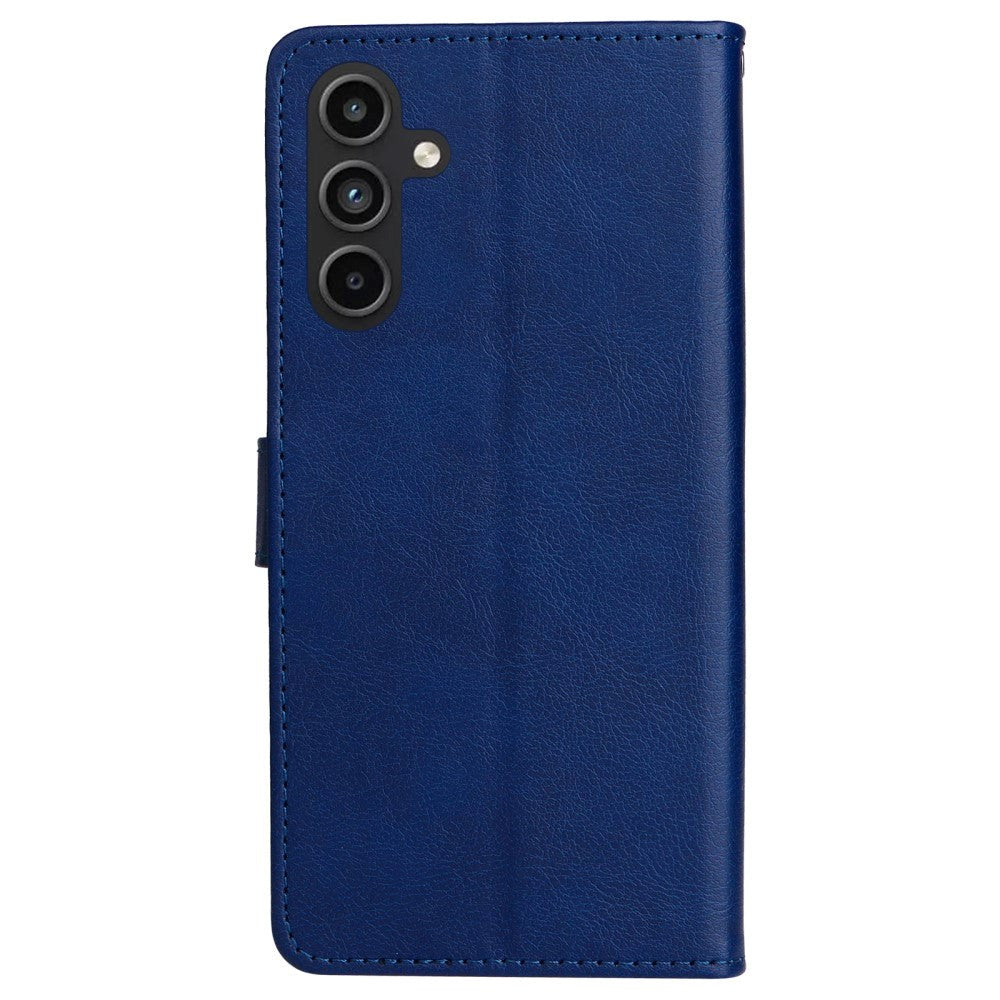 Samsung Galaxy A15 (5G) / A15 PU Læder Flip Cover m. Pung og Strop - Blå