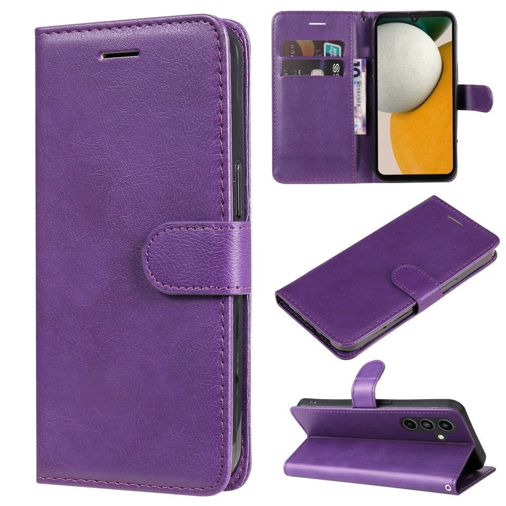 Samsung Galaxy A15 (5G) / A15 PU Læder Flip Cover m. Pung og Strop - Lilla