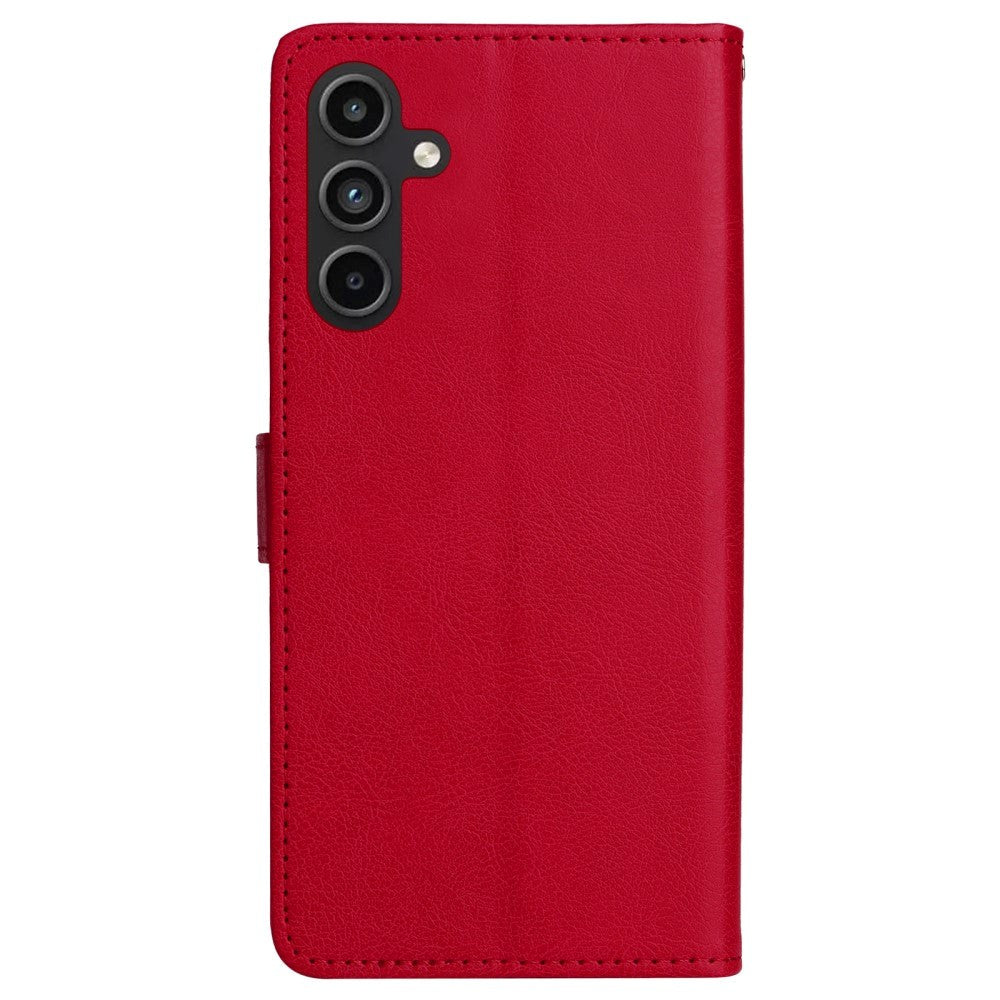 Samsung Galaxy A15 (5G) / A15 PU Læder Flip Cover m. Pung og Strop - Rød