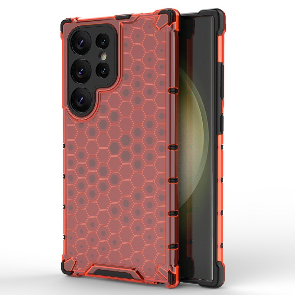 Samsung Galaxy S24 Ultra Hybrid Case - Honeycomb Rød