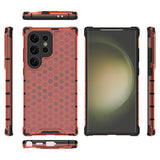 Samsung Galaxy S24 Ultra Hybrid Case - Honeycomb Rød