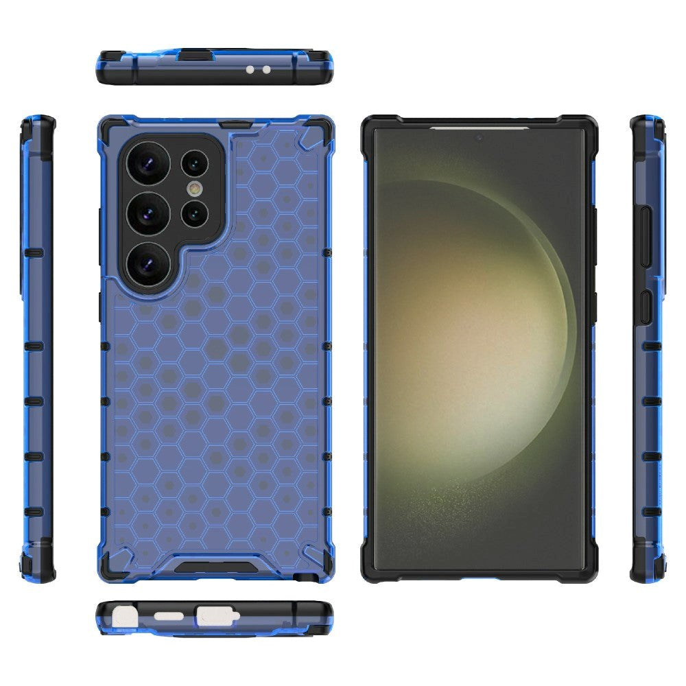 Samsung Galaxy S24 Ultra Hybrid Case - Honeycomb Blå