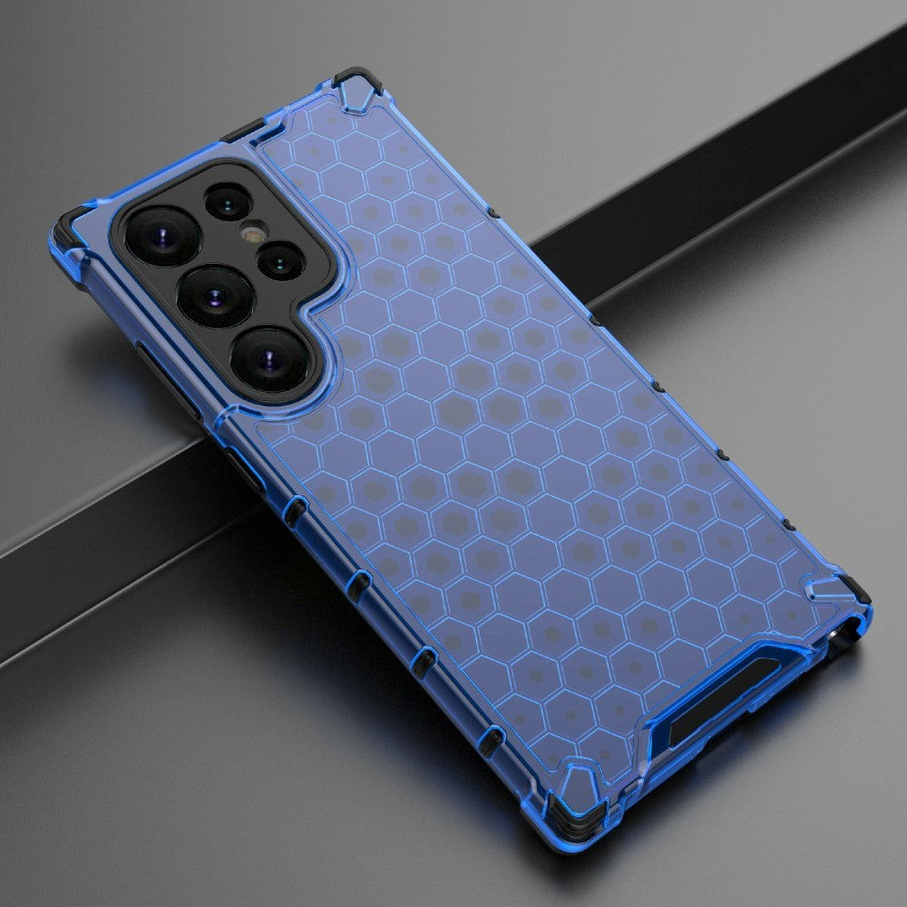 Samsung Galaxy S24 Ultra Hybrid Case - Honeycomb Blå