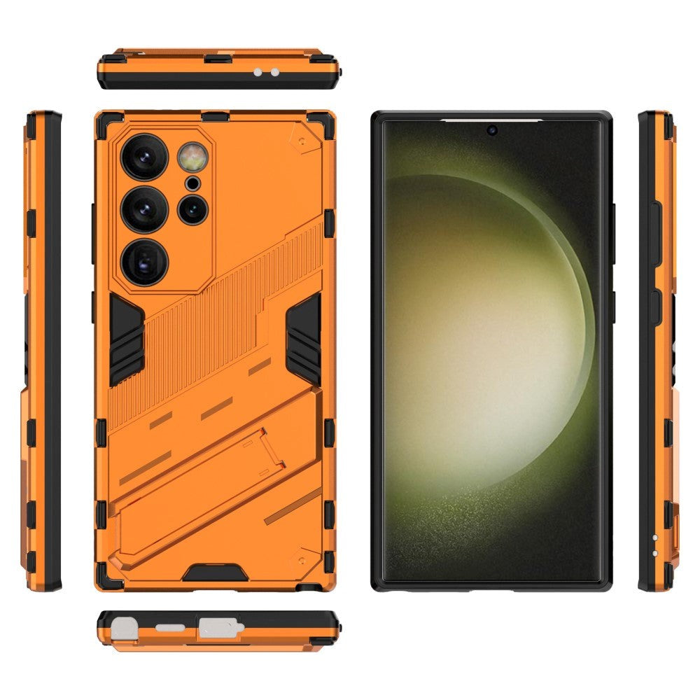 Samsung Galaxy S24 Ultra Hybrid Håndværker Bagside Cover m. Kickstand - Orange