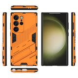 Samsung Galaxy S24 Ultra Hybrid Håndværker Bagside Cover m. Kickstand - Orange