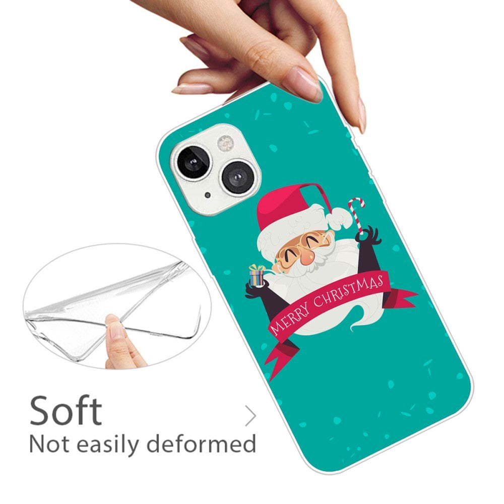 iPhone 15 Plus Fleksibelt Plast Bagside Jule Cover - Merry Christmas - Glad Julemand