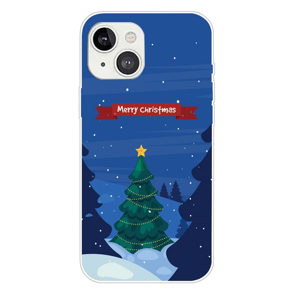 iPhone 15 Plus Fleksibelt Plast Bagside Jule Cover - Merry Christmas - Juletræ