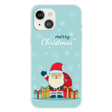 iPhone 15 Plus Fleksibelt Plast Bagside Jule Cover - Merry Christmas - Glad Julemand med Gaver