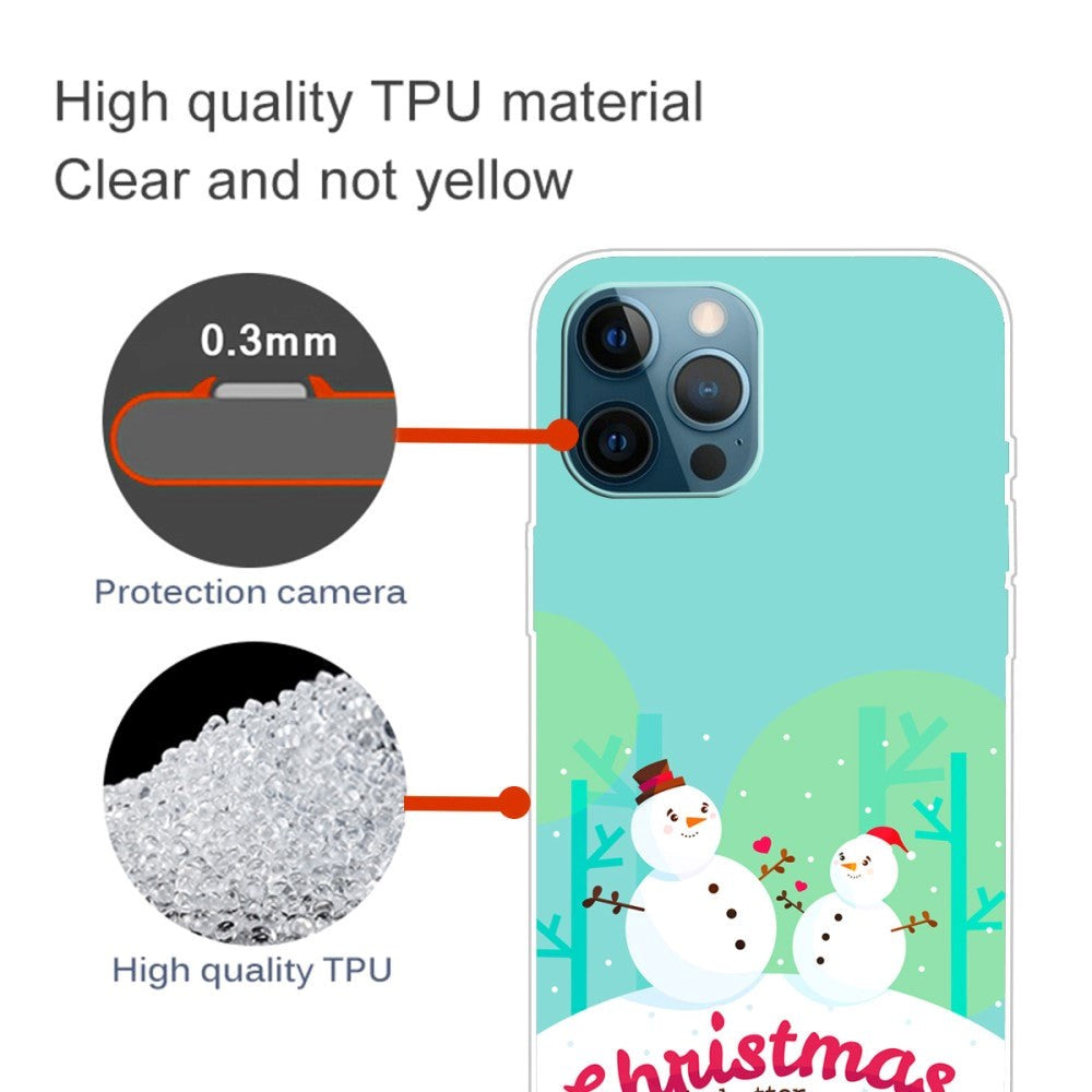 iPhone 15 Pro Fleksibelt Plast Bagside Jule cover - Merry Christmas - Snemænd