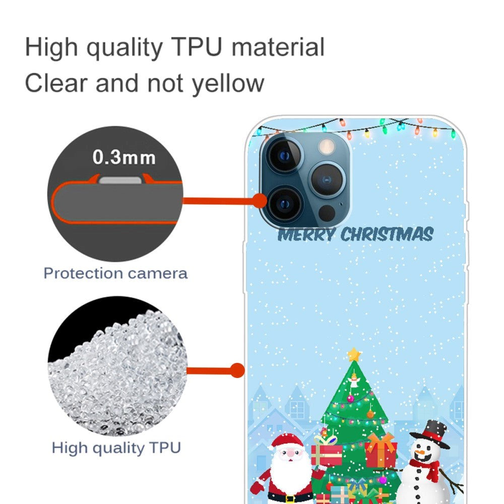 iPhone 15 Pro Fleksibelt Plast Bagside Jule cover - Merry Christmas - Julemand & Snemand