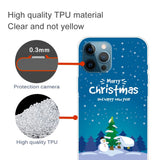 iPhone 15 Pro Fleksibelt Plast Bagside Jule Cover - Merry Christmas - Snemand og Juletræ