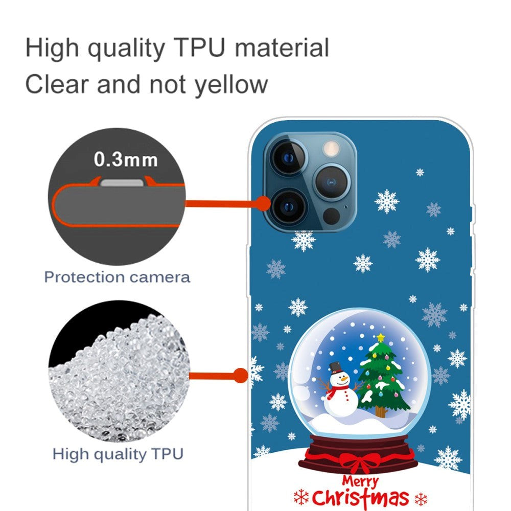 iPhone 15 Pro Fleksibelt Plast Bagside Jule cover - Merry Christmas - Snekugle