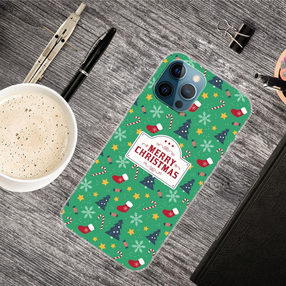 iPhone 15 Pro Fleksibelt Plast Bagside Jule Cover - Merry Christmas - Juletema