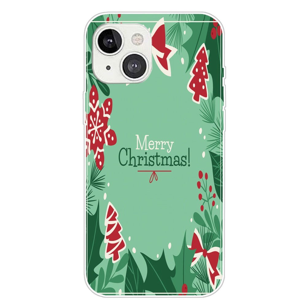 iPhone 15 Fleksibelt Plast Bagside Jule Cover - Merry Christmas - Juleelementer