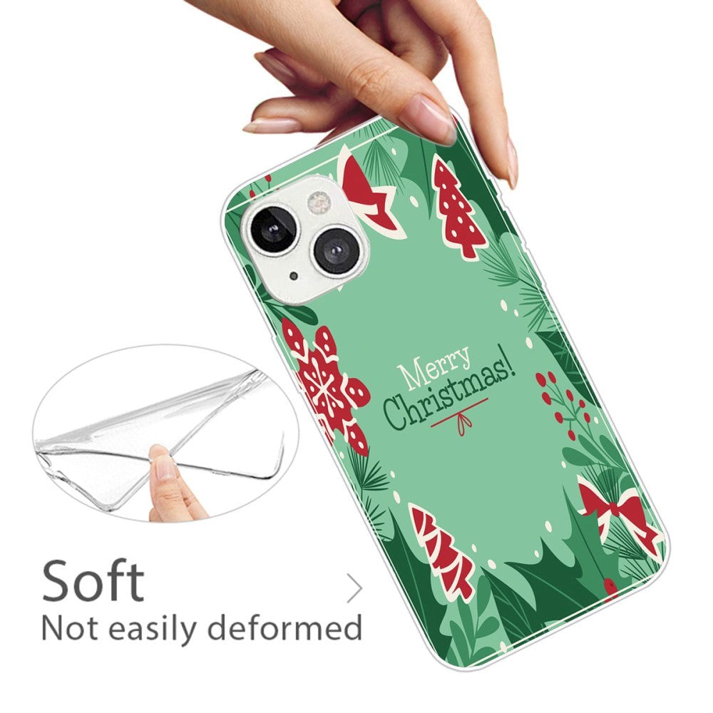 iPhone 15 Fleksibelt Plast Bagside Jule Cover - Merry Christmas - Juleelementer
