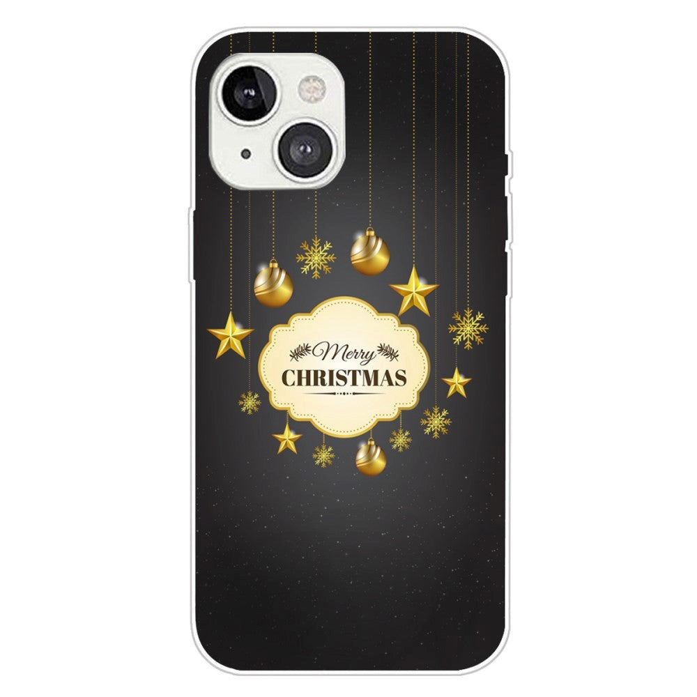 iPhone 15 Fleksibelt Plast Bagside Jule Cover - Merry Christmas - Guld Dekorationer