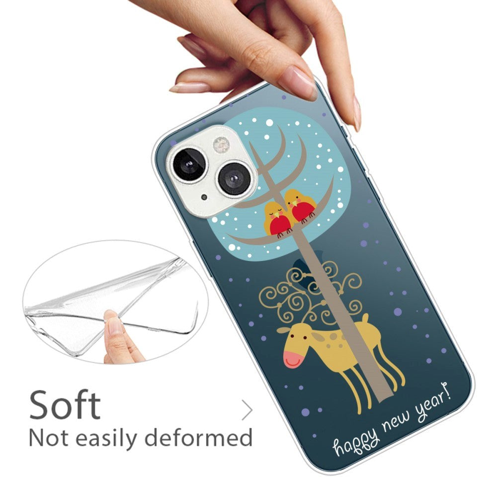 iPhone 15 Fleksibelt Plastik Jule Bagside Cover - Rensdyr