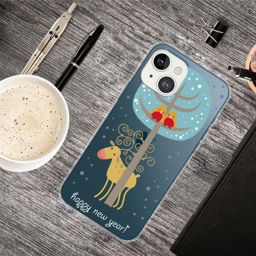 iPhone 15 Fleksibelt Plastik Jule Bagside Cover - Rensdyr