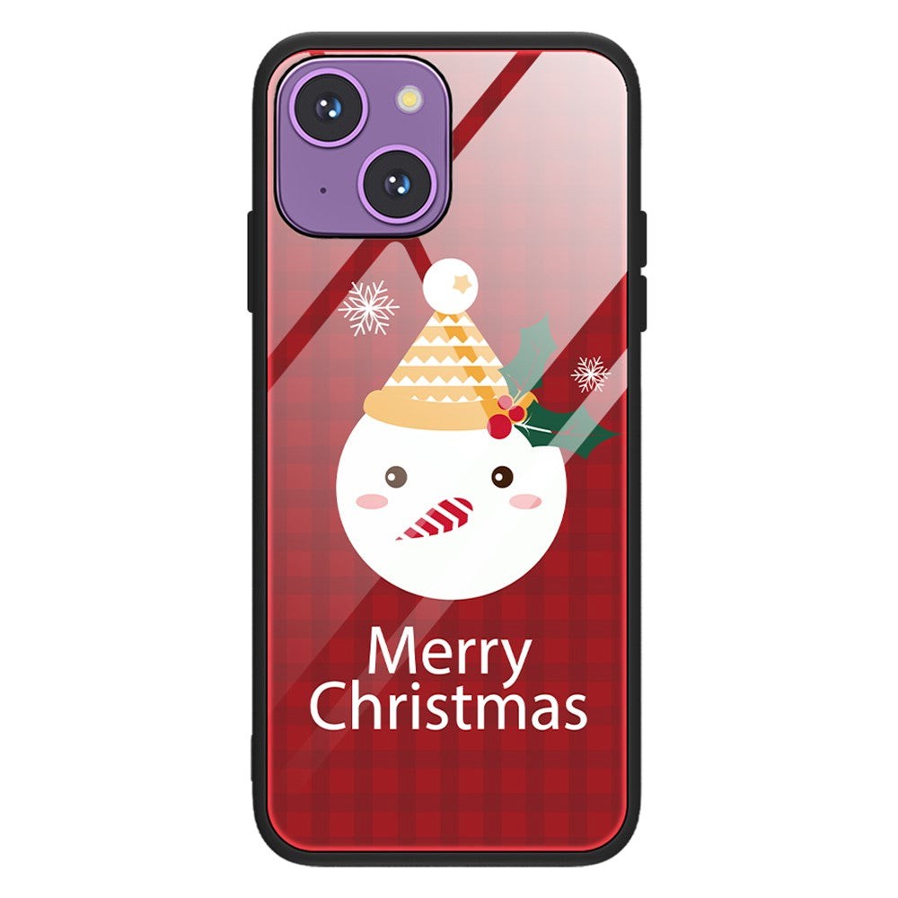 iPhone 15 Jule Bagside Cover m. Glasbagside - Merry Christmas - Snemand