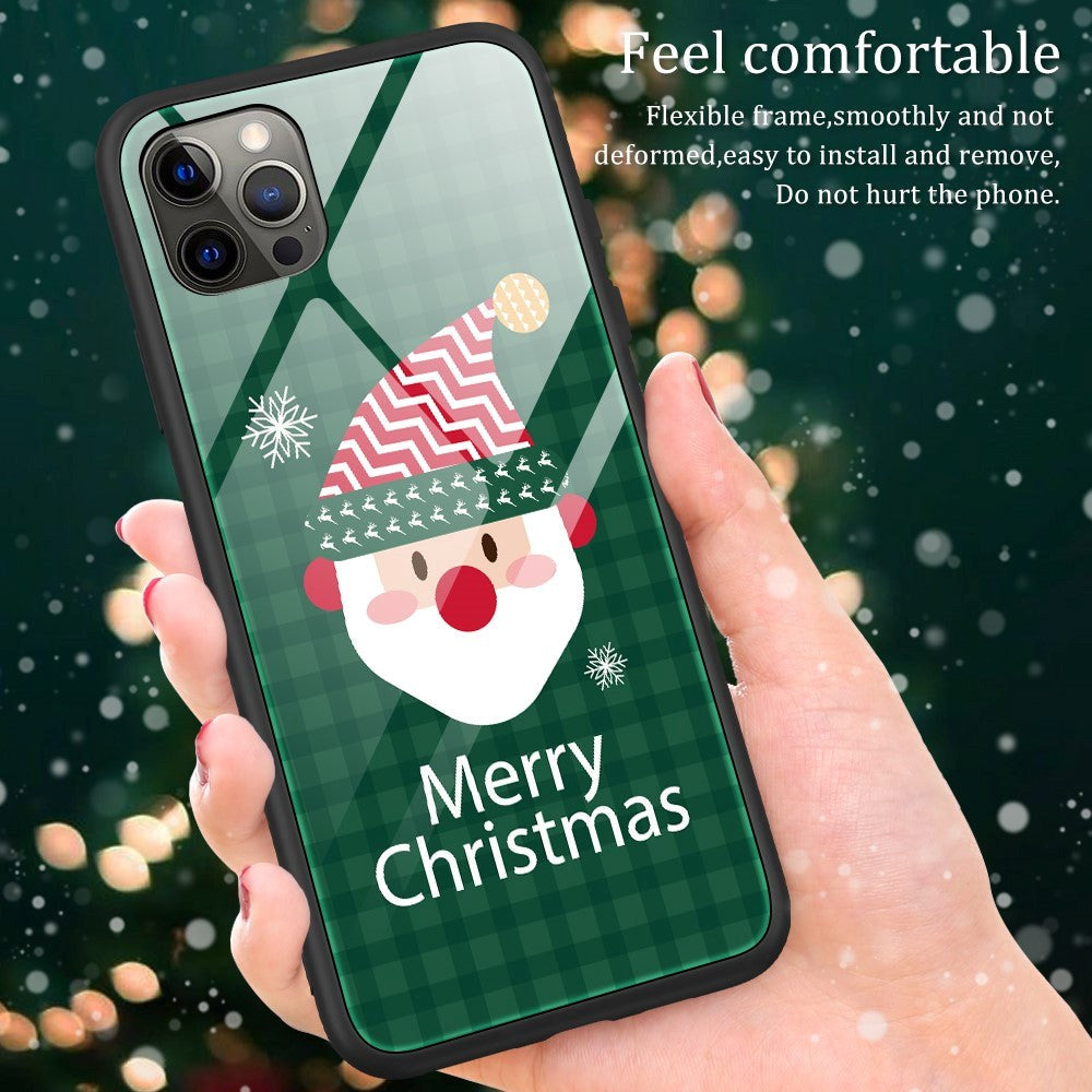 iPhone 15 Pro Jule Bagside Cover m. Glasbagside - Merry Christmas - Julemand