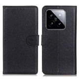 Xiaomi 14 Pro Litchi Læder Flip Cover m. Pung - Sort