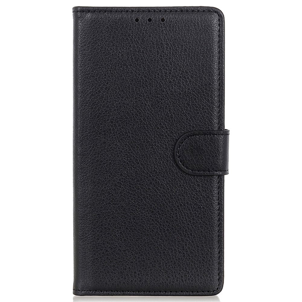 Xiaomi 14 Pro Litchi Læder Flip Cover m. Pung - Sort