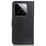 Xiaomi 14 Pro Litchi Læder Flip Cover m. Pung - Sort