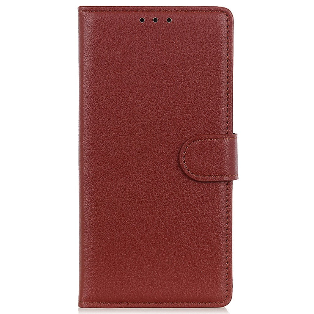 Xiaomi 14 Pro Litchi Læder Flip Cover m. Pung - Brun