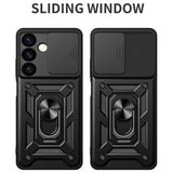 Samsung Galaxy S24 Håndværker Bagside Cover m. Magnetisk Kickstand & Cam Slider - Sort