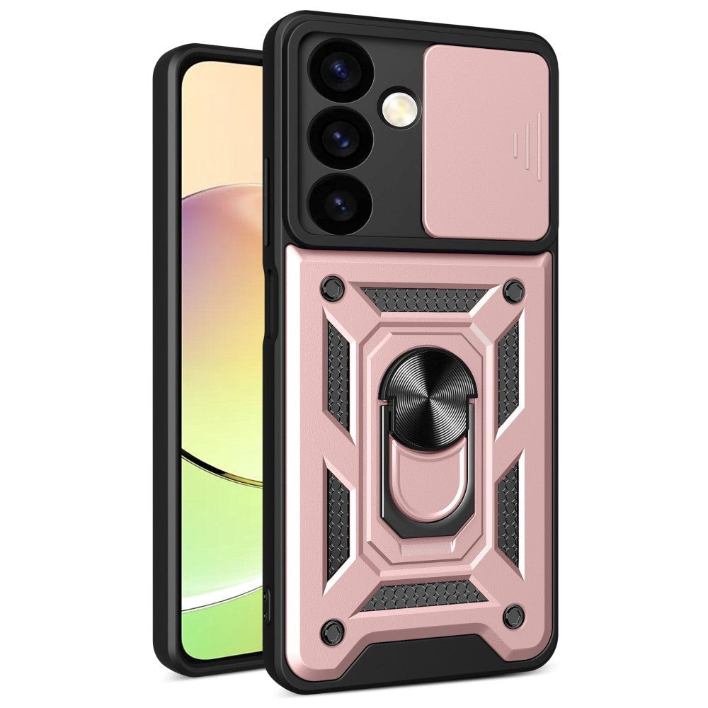 Samsung Galaxy S24 Håndværker Bagside Cover m. Magnetisk Kickstand & Cam Slider - Rose Gold