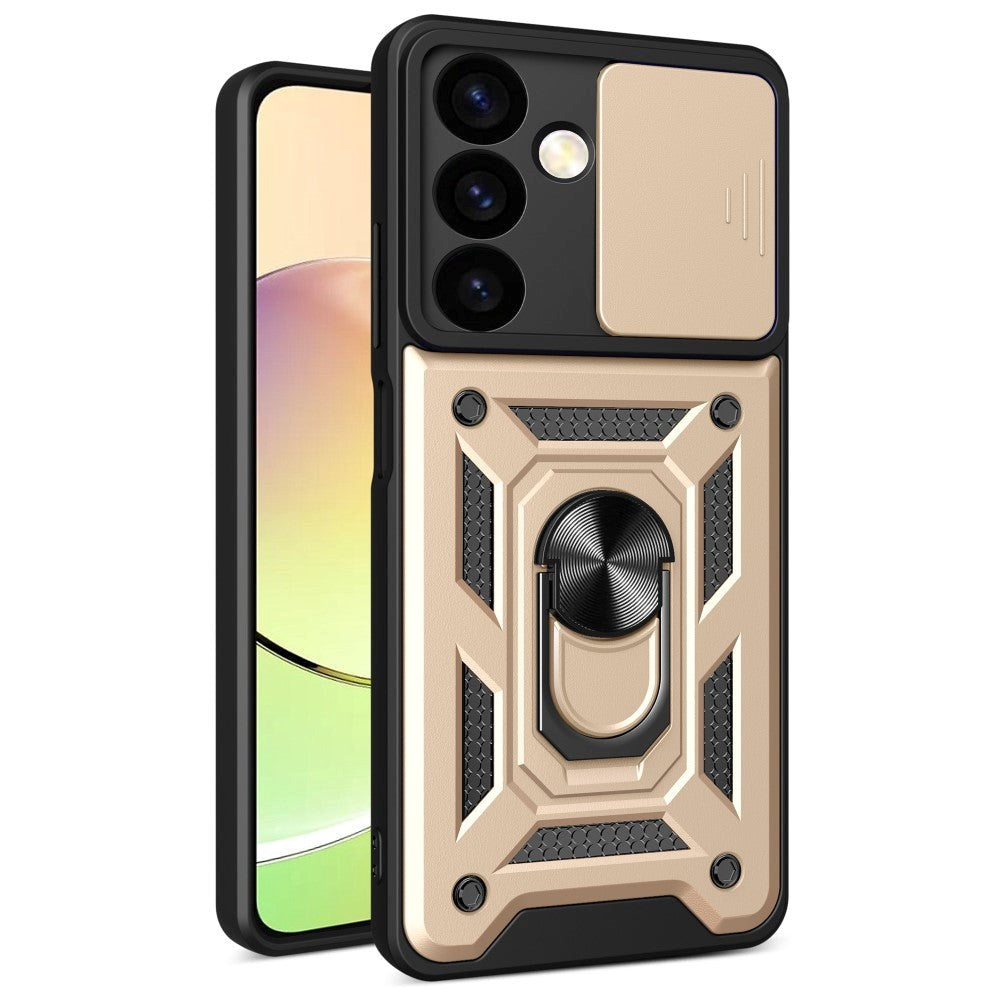 Samsung Galaxy S24 Håndværker Bagside Cover m. Magnetisk Kickstand & Cam Slider - Guld