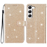 Samsung Galaxy S24+ (Plus) Læder Flip Cover m. Pung & Strop - Glimmer - Guld