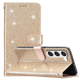 Samsung Galaxy S24+ (Plus) Læder Flip Cover m. Pung & Strop - Glimmer - Guld